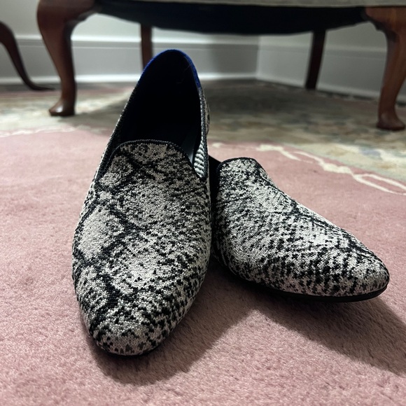 Black and White Snakeskin Rothy’s Almond Loafer - Picture 5 of 6